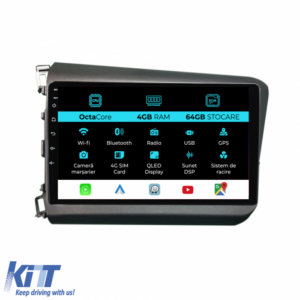 Navigation for Honda Civic IX Sedan (2011-2015), 9 Inch, 4Gb Ram, 64Gb Storage, Carplay