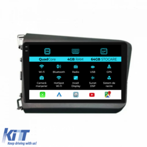 Navigation for Honda Civic IX Sedan (2011-2015), QuadCore, 9 Inch, 4Gb Ram, 64Gb Storage, Carplay