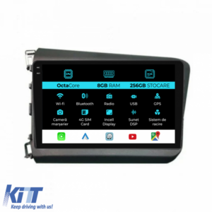 Navigation for Honda Civic IX Sedan, (2011-2015), 9 Inch, 8Gb RAM, 256Gb Storage, Carplay