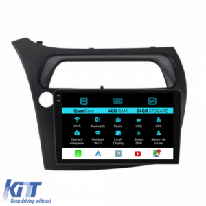 Navigation for Honda Civic VII Hatchback (2006-2011), QuadCore, 9 Inch, 4Gb Ram, 64Gb Storage, Carplay