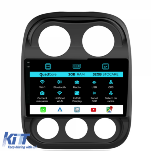 Navigation for Jeep Compass, (2010-2016), 10 Inch, 2Gb Ram, 32Gb Storage, Carplay