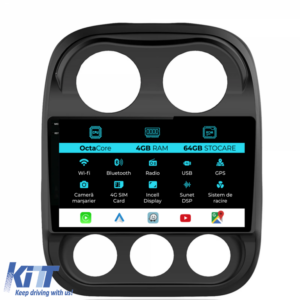 Navigation for Jeep Compass, (2010-2016), 10 Inch, 4Gb Ram, 64Gb Storage, Carplay