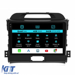 Navigation for Kia Sportage, (2010-2016), QuadCore, 9 Inch, 4Gb Ram, 64Gb Storage, Carplay