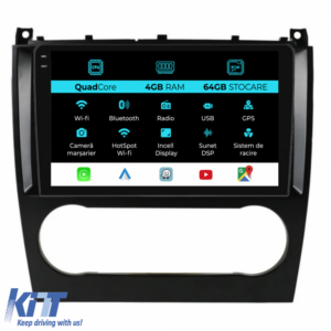 Navigation for Mercedes C-Class W203, CLK W209 (2005 - 2009), QuadCore, 9 Inch, 4Gb RAM, 64Gb Storage, Carplay