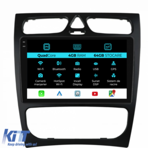 Navigation for Mercedes C-Class W203, CLK W209 (2000 - 2005), QuadCore, 9 Inch, 4Gb RAM, 64Gb Storage, Carplay