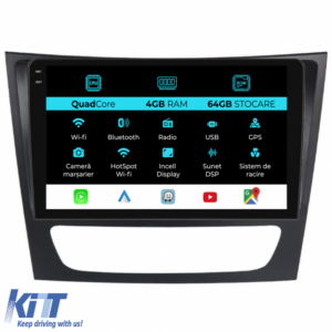 Navigation for Mercedes E-Class W211 (2002 - 2010), QuadCore, 9 Inch, 4Gb Ram, 64Gb Storage, Carplay