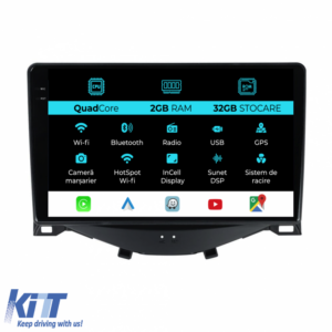Navigation for Peugeot 10, Citroen C1, Toyota Aygo (2014 - 2022), 9 Inch, 2Gb Ram, 32Gb Storage, Carplay