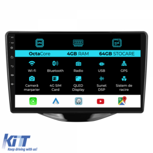 Navigation for Peugeot 107, Citroen C1, Toyota Aygo (2014 - 2022), 9 Inch, 4 Gb Ram, 64 Gb Storage, Carplay.