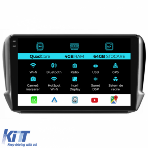 Navigation for Peugeot 208, 2008 (2013-2018), QuadCore, 10Inch, 4Gb Ram, 64Gb Storage, Carplay