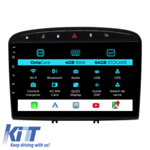 Navigation for Peugeot 308, 408 (2008-2013), 9 Inch, 4GB RAM, 64GB Storage, Carplay