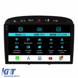 Navigation for Peugeot 308, 408 (2008-2013), 9 Inch, 4Gb Ram, 64Gb Storage, Carplay