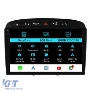 Navigation for Peugeot 308, 408 (2008-2013), 9 Inch, 6Gb Ram, 128Gb Storage, Carplay