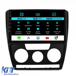 Navigation for Skoda Octavia 2 (2004 - 2013), 10 Inch, 8Gb Ram, 256Gb Storage, Carplay