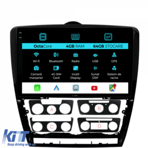 Navigation for Skoda Octavia 2 (2004-2013), 10 Inch, 4Gb Ram, 64Gb Storage, Carplay