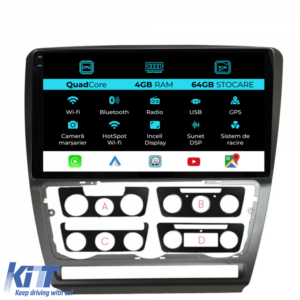 Navigation for Skoda, Octavia 2 (2004-2013), 10 Inch, Quad Core, 4Gb RAM, 64Gb Storage, Carplay