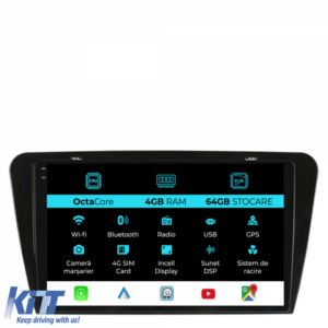 Navigation for Skoda, Octavia 3 (2013-2018), 10 Inch, 4Gb Ram, 64Gb Storage, Carplay