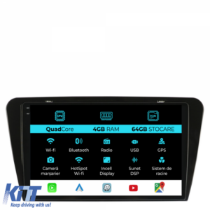 Navigation for Skoda, Octavia 3 (2013-2018), 10Inch, QuadCore, 4Gb Ram, 64Gb Storage, Carplay
