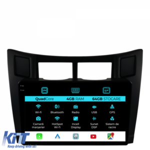 Navigation for Toyota Yaris, (2005-2011), QuadCore, 9Inch, 4Gb Ram, 64Gb Storage, Carplay