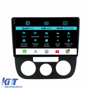 Navigation for Volkswagen Golf 5, Jetta (2004-2009), QuadCore, 10 Inch, 4Gb Ram, 64Gb Storage, Carplay - Manual Climate Control