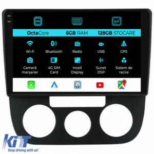 Navigation for Volkswagen, Golf5 Jetta (2004-2009), 10 Inch, 6Gb Ram, 128Gb Storage, Carplay - Manual Climate Control