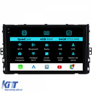 Navigation for Volkswagen T-Roc (2017-2025), QuadCore, 9 Inch, 4Gb Ram, 64Gb Storage, Carplay
