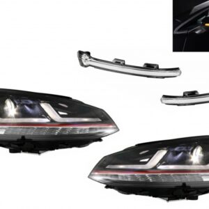 Osram Full LED Headlights with Dynamic Mirror Indicators suitable for VW Golf 7 VII (2012-2017) Red GTI Upgrade Xenon&Halogen