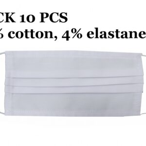 Package of 10 Reusable Mask with Folds 96% Cotton and 4% Elastane 2 Layers Unisex Washable