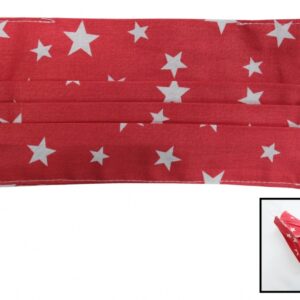 Package of 5 Red with stars Reusable Masks with Folds 100% Cotton 2 Layers Unisex Washable 5 Filters PPS 330 Microns