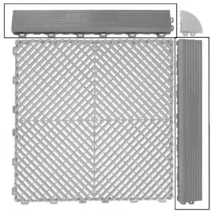 Ramp Edge for Garage Interlocking Floor Tiles Warehouse Modular Flooring Light Grey