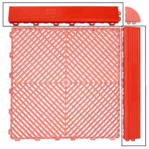 Ramp Edge for Garage Interlocking Floor Tiles Warehouse Modular Flooring Red