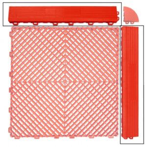 Ramp Edge for Garage Interlocking Floor Tiles Warehouse Modular Flooring Red