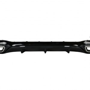 Rear Bumper Air Diffuser Black with Exhaust Muffler Tips Chrome suitable for Mercedes E-Class W213 Sport Line (2016-2019) E63s Design