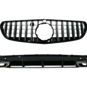 Rear Bumper Air Diffuser with Chrome Muffler Tips and Centrale Grille suitable for Mercedes S-Class C217 Coupe A217 Cabrio (2014-2017) S63 GT-R Design