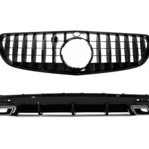 Rear Bumper Air Diffuser with Chrome Muffler Tips and Centrale Grille Black suitable for Mercedes S-Class C217 Coupe A217 Cabrio (2014-2017) S63 GT-R Design