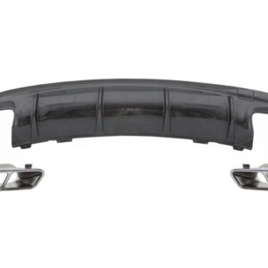 Rear Bumper Air Diffuser with Exhaust Muffler Tips Chrome suitable for Mercedes CLA W117 (2013-2018) Facelift CLA45 Carbon Design