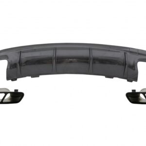 Rear Bumper Air Diffuser with Exhaust Muffler Tips Black suitable for Mercedes W117 CLA (2013-2018) Facelift CLA45 Carbon Look
