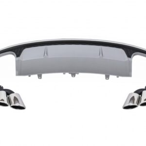 Rear Bumper Air Diffuser with Exhaust Muffler Tips suitable for Audi A7 4G Facelift (2015-2018) S7 Design Only S Line Bumper