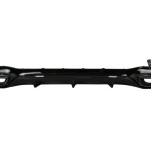 Rear Bumper Air Diffuser with Exhaust Muffler Tips suitable for Mercedes E-Class W213 Sport Line (2016-2019) E63 Design All Black