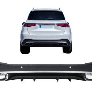 Rear Bumper Air Diffuser with Exhaust Muffler Tips suitable for Mercedes GLS Class X167 (2019-up) GLS63 Design
