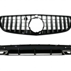 Rear Bumper Air Diffuser with Muffler Tips and Central Grille suitable for Mercedes S-Class C217 Coupe A217 Cabrio (2018-2020) S63 GT-R Design