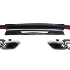 Rear Bumper Diffuser and Exhaust Muffler Tips suitable for Mercedes S-Class W222 Sport Line Package (2013-06.2017) S63 Design