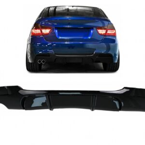 Rear Bumper Diffuser Left Double Outlet suitable for BMW 3 Series E90 E91 (2004-2012) M Design Piano Black