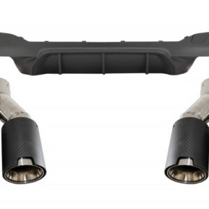 Rear Bumper Diffuser Matte Black with Carbon Twin Exhaust Muffler Tips suitable for BMW 5 Series G30 G31 2017-up M5 Design