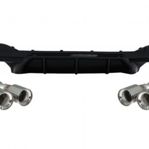 Rear Bumper Diffuser Piano Black with Exhaust Muffler Tips Chrome suitable for BMW 5 Series G30 G31 Limousine Touring (2017-2020) M5 Design