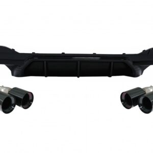Rear Bumper Diffuser Piano Black with Exhaust Muffler Tips Black suitable for BMW 5 Series G30 G31 Limousine Touring (2017-2020) M5 Design