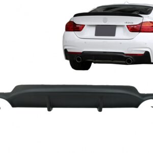 Rear Bumper Diffuser suitable for BMW 4 Series F32 F33 F36 (2013-) Coupe Cabrio M Performance Design Twin Single Outlet