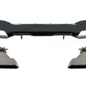 Rear Bumper Diffuser suitable for BMW 5 Series G30 G31 Limousine Touring (2017-up) with Exhaust Muffler Tips M Performance Design Piano Black