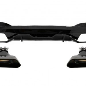 Rear Bumper Diffuser suitable for BMW 5 Series G30 G31 Limousine Touring (2017-up) with Exhaust Muffler Tips M Performance Design Black