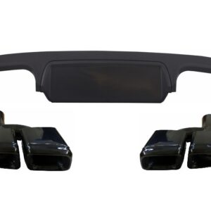 Rear Bumper Diffuser suitable for Mercedes S-Class W221 (2005-2013) Facelift S63 S65 Design with Black Exhaust Muffler Tips