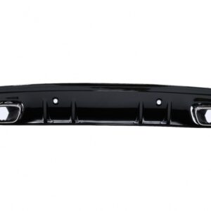 Rear Bumper Diffuser suitable for Mercedes C-Class W205 S205 (2014-2020) C63S Design Silver Tips Only for Sport Line